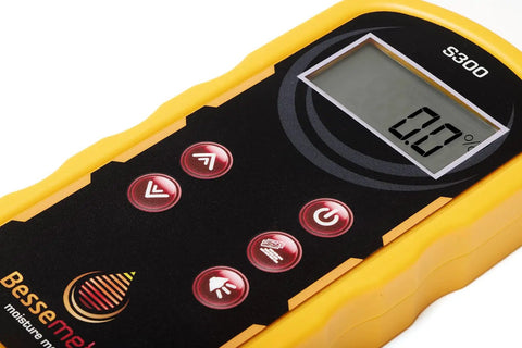 Pinless Wood Moisture Meter S300 with Shallow Scan, 0.25 Inch Readings, easy button interface and display for pros and DIY projects
