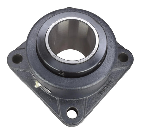 Front view of Moline 3-in bore Type-E four-bolt flange bearing housing, cast iron dark gray