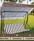LED Lighted Patio Swing Canopy Replacement Top Waterproof 2-3 Seat Shade Awning Cover for Garden Outdoor Brown 76.8 by 48.4 inch