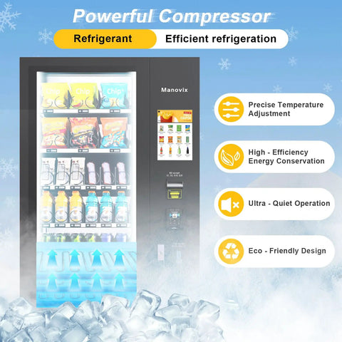 Beverage And Snack Combo Vending Machine For Businesses With Credit Card Reader Bill And Coin Acceptor Refrigerated Cold Drinks