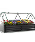 Metal Raised Garden Bed With Cover And Mini Greenhouse For Outdoor Planter Boxes Two Roll Up Windows Open Ended Base