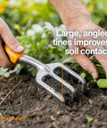 Ergo Cultivator For Digging And Aerating Soil And Weeding This Heavy Duty Garden Tool With An Ergonomic Cast Aluminum Head And Sharp Tines