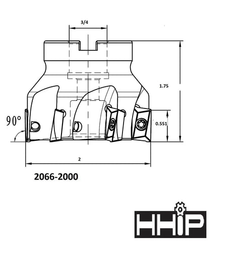 Heavy Duty 2 Inch Indexable Face Mill With 3/4 Bore And 90 Degree Milling Design For Apkt 160408 Inserts Delivers Kickass Cuts And No BS Stock Removal Perfect For Diy Tinkers Or Daily Industrial Workshop Tasks