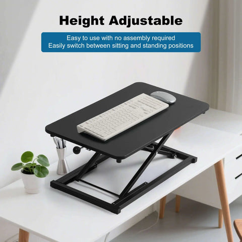 Height Adjustable Standing Desk Converter With 13 Point 3 By 23 Point 6 Inch Desktop For Home Office Keyboard Stand And Riser