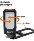 Slim USB C Rechargeable Work Light With 500 Lumens, Magnetic LED, 360 Degree Rotation, adjustable angles shown