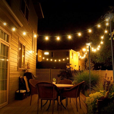 Heavy Duty Outdoor String Light Poles 9 Ft Two Pack For Backyard Patio Lights, Stable Metal Poles For Holidays Parties Weddings.