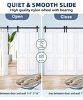 60 Inch Bi Folding Sliding Barn Door Hardware Kit For Four Bifold Doors Heavy Duty Black Steel Installed in Living Room