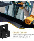 Heavy Duty Glass Fixing Clips Set, H Type Black Aluminum Alloy Wall Mount Clamps for mirrors and glass installation