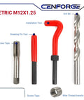 M12x1.25 Helicoil Thread Repair Kit for Rethreading Internal Threads with HSS Drill, Coil Inserts, Tools, 15-Piece Set