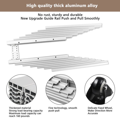 Beefy Aluminum Telescopic Cabinet Drawer Slide Rail For Concealed Desks And Kitchen Countertops 1450mm Smooth Push To Open