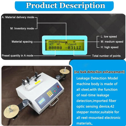 SMD Components Counter With Digital LCD Display And Leakage Detection, Smart Parts Counter For SMT Machines, Precision Mechanical Parts Processing, High Accuracy Photoelectric Detection For Fast, Reliable Counting; white steel body