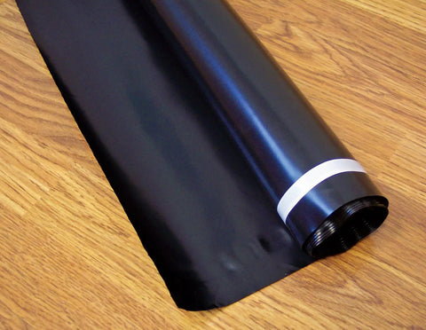 Rock Solid.006 Mil Polyethylene Moisture Vapor Barrier Roll For Laminate Engineered Hardwood Floors 100 Square Feet, flat black roll on wood floor.