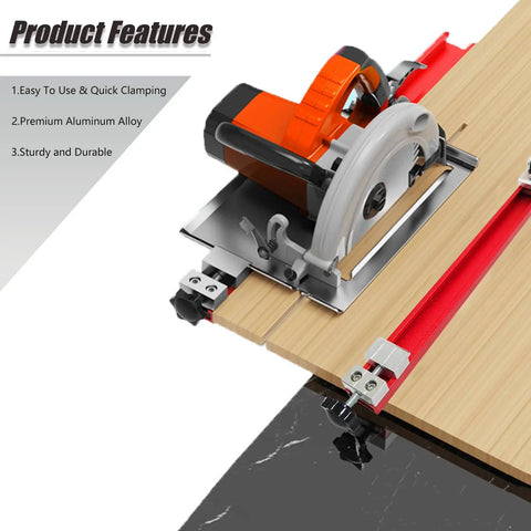 Adjustable Aluminum Circular Saw Guide Rail For Precision Woodworking, Durable Base Guide Fits 12 Inch Saws on wooden plank