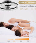 24-Inch Low Profile Ceiling Fan With Light Bladeless Flush Mount Remote And App Control in bedroom setting with family sleeping