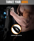 Versatile Tricep Rope Cable Attachment With 3 Grip Lengths For Greater Range Of Motion Perfect For Tricep Pushdowns Face Pulls Crunches And Pro Grade Workouts Black 2 Pack, cotton strap close-up
