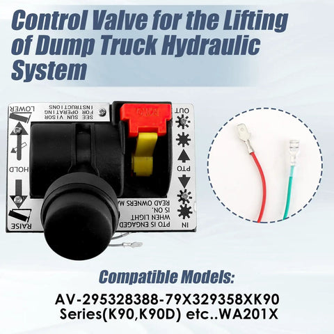 Heavy Duty PTO Control Valve Set for Dump Trucks and Tippers With Pneumatic Hoist Control System Compatible With AV295 328388 79X 329358X and K90 Replacement showing control panel and connectors
