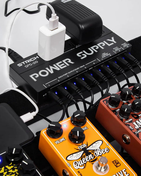 Ten Independent DC Outputs Guitar Pedal Power Supply For Effects with Isolated Rails connected to guitar pedals