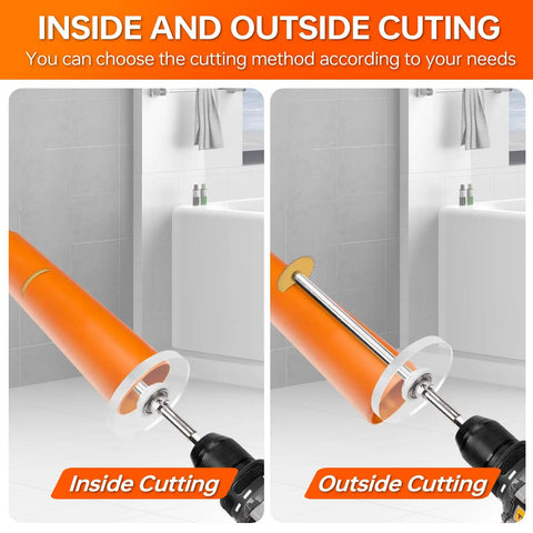 Inside PVC Pipe Cutter Kit With 7 Inch Depth Gauge Adjustable Cutting Tool For Narrow Spaces Installed in Bathroom