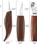 7 In 1 Wood Carving Kit For Beginners With Hook Knife Whittling Knife Grain Tool showing knife measurements