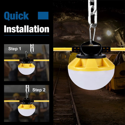 Installation steps for Heavy Duty 50ft LED Construction String Light Pro Grade 50W 6000 Lumens 18AWG Wire Linkable Work Lights.