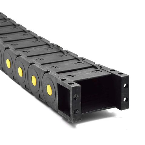 Heavy Duty Nylon Cable Drag Chain 30 X 57 Mm Closed Energy Carrier With End Connectors For Cnc Routers, side view, showcasing rugged design.