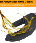 Grip Ready MicroFoam Nitrile Coated Work Gloves, black seamless knit nylon, showing oil-resistant coating