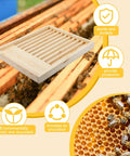 Two Pack Ten Frame Beehive Slatted Rack Kit For Beekeepers, Pro Grade Durable Pine Wood Frames over beehive with bees