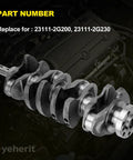 2.4L Engine Crankshaft and Bearing Kit for Hyundai Santa Fe, Santa Fe Sport, Sonata, Tucson and Kia Sportage, Sorento, Optima