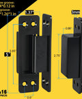 Hidden Door Hinge Set 5 Inch Pack of 2 in 304 Stainless Steel Invisible Concealed Hinge Heavy Duty Silent Smooth for Left or Right Hand Doors With No Visible Pins For Seamless Look And Quiet Close, dimensions labeled 5 inches and 2.75 inches, black finish shown in side view.