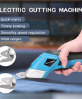 Cordless Electric Scissors With Knockout Power For Zero Fuss Fabric Cutting And Cardboard Trimming Featuring Dual Angle Blades, detailed view with 45 and 75 degree blades.