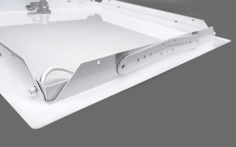 Heavy Duty Boss Grade 6X6 Inch Galvanized Steel Access Panel corner detail with secure lock for HVAC and plumbing access.