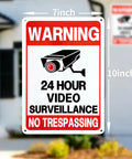 2 Pack No Trespassing Signs For Private Property With Round The Clock Video Surveillance Reflective Aluminum UV Protected Waterproof Security Camera Signs For Home Yard Fence Driveway 10 By 7 Inches, 7x10 inch sign
