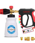 Foam Cannon For Pressure Washer Gun Kit With 1 Quarter Inch Quick Connect, 5 Nozzle Tips, 3 Eighths Inch Swivel Connector, Extra 1.04mm Orifice