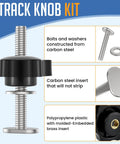 20-Piece 1/4 Inch 20 T Track Knob Kit With 1-1/2 Inch And 2 Inch T Slot Bolts, Star Knobs And T Knobs, Washers Included