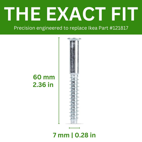 Spare DIY Furniture Screws Kit For Confirmat M7.0-2.4x60/33-35mm With 4mm Hex Recess Zinc Plated Steel, single screw image