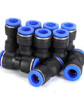 Top Notch Deskbloom Air Line Quick Connect Fittings Kit With Secure Push To Connect Straight Pneumatic Hose Connectors For Easy 6mm To 12Mm Tubing Repair And Setup No Sealing Parts Needed For Fast Auto Shop Jobs. black straight push-fit pneumatic fittings with blue collars, 40pc