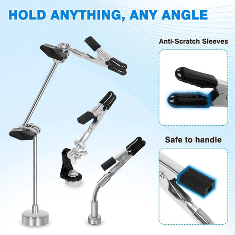 Magnetic Helping Hands Soldering Station with flexible arms, anti-scratch sleeves, safe to handle. Pro Grade Third Hand Workhorse