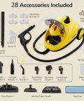 Heavy Duty Steam Cleaner With 2L Water Tank, 28 Piece All In One Multipurpose Kit showing accessories for deep cleaning