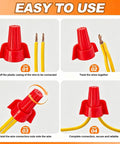 Killer 800 Piece Kit Of Winged Wire Nuts For Smooth Electrical Wiring tutorial showing four easy steps to connect wires.