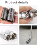 Badass Mini Dual Head Socket Wrench Set For Car Guys And Bike Riders 17 Mm 19 Mm 21 Mm 23 Mm in hand showing chrome finish.