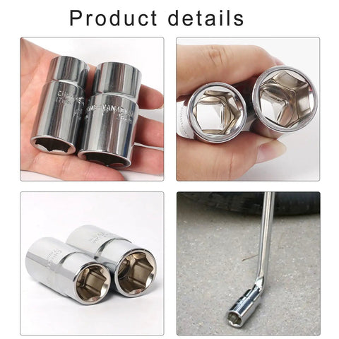 Badass Mini Dual Head Socket Wrench Set For Car Guys And Bike Riders 17 Mm 19 Mm 21 Mm 23 Mm in hand showing chrome finish.