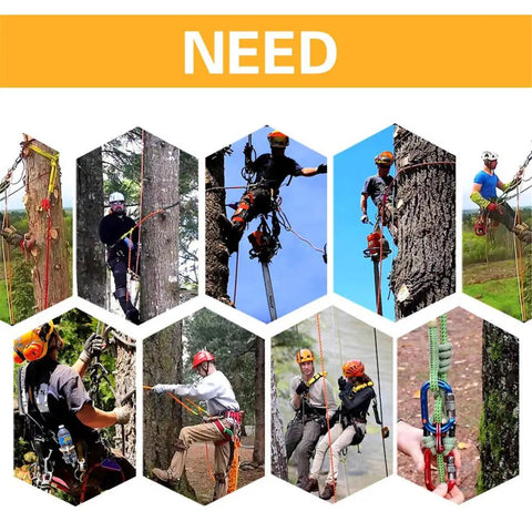 Tree climbers using Blue Steel Core Flip Line Kit For Tree Climbers With Double Lock Carabiner Adjuster Adjustable Lanyard