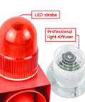 Beefy Sound And Light Alarm Siren With LED Strobe 120dB Outdoor Security Horn 25W AC110V red strobe light diffuser close-up