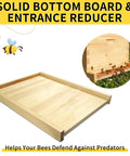 Natural Wood 10 Frame Langstroth Beehive Parts Kit featuring solid bottom board and entrance reducer for bee protection.