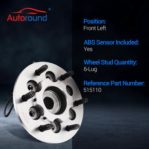 Front Wheel Bearing And Hub Assembly Fits Chevy Colorado 2004 2008 And GMC Canyon 2004 2008 Front Left 4WD With ABS 6 Lug Image