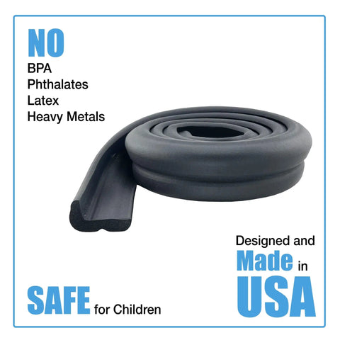Hearth Cushion For Kid Safe Fireplace Edges And Corners, 8.33 Feet Of Soft High Density Foam Padding, Black, Made In USA