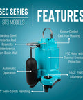 One Third Horsepower Submersible Sump Pump With Cast Iron Construction A Real Workhorse Built To Last, 115 Volt, 3180 GPH