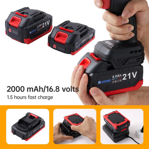 21V Cordless Workhorse Drill With 60Nm Torque And 1750Rpm Variable Speed Running Rock Solid On Dual Lithium Batteries With 4.0Ah batteries.