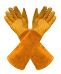 Leather Gardening Gloves For Women And Men With Long Gauntlet Built Tough For Thorny Plants, Thorn Proof And Cut Resistant