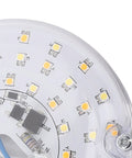 ANGGREK 4 Inch Ceiling Fan LED Light, 15W 3CCT Dimmable, 3000K 4000K, close-up of LED circuit board with multiple light diodes.